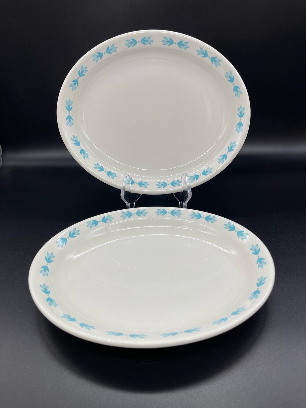 Shenango China Anchor Hocking Restaurant Ware Set of 2 Oval Plates 9 3/8"